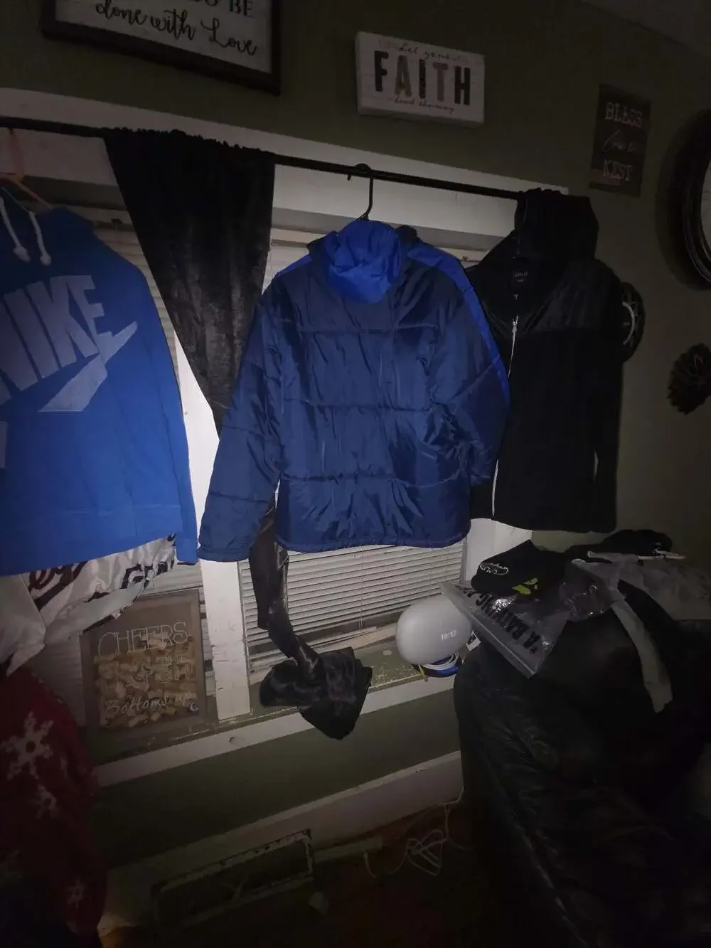 Nike Reversible Blue Puffer Winter Jacket Coat Hooded Full Zip